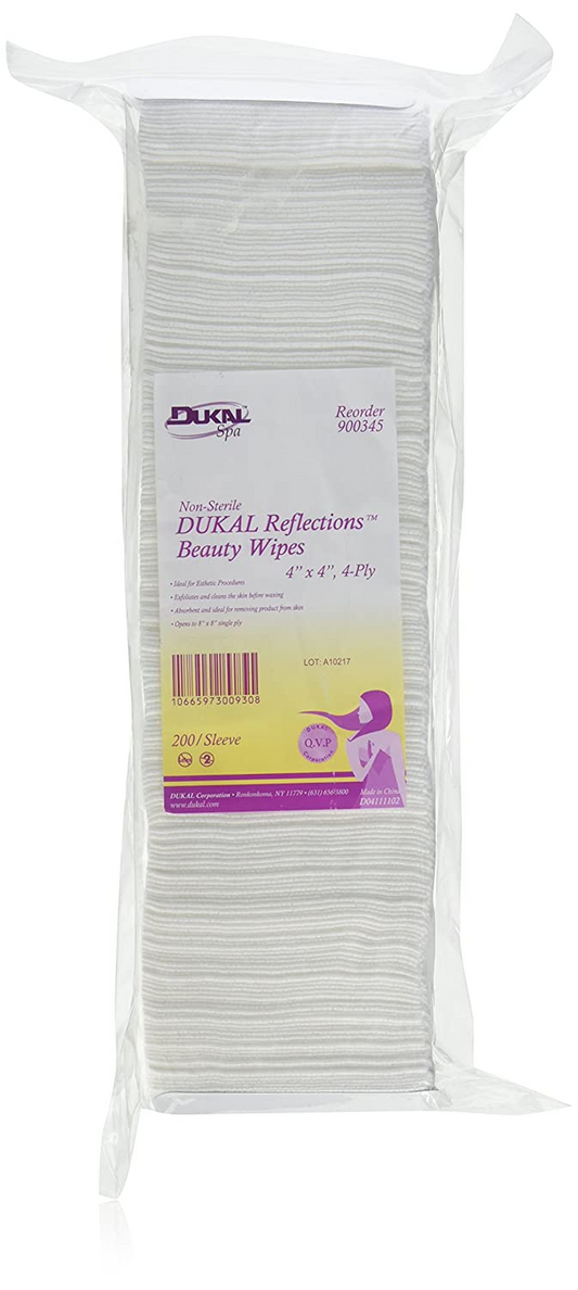 Dukal Reflections Beauty Wipes 4"x4", 4-ply (200/Sleeve)